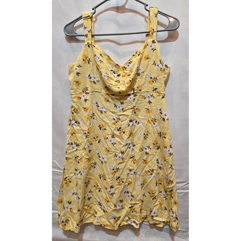 Old Navy Yellow Floral Cami Mini Dress Smocked Back Sun Dress OW708443R Womens M